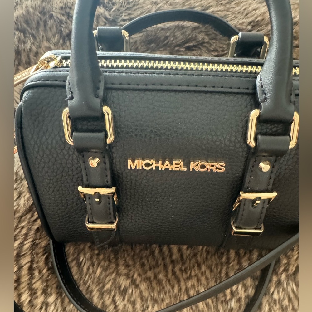 Michael Kors Black Satchel with Gold Accents